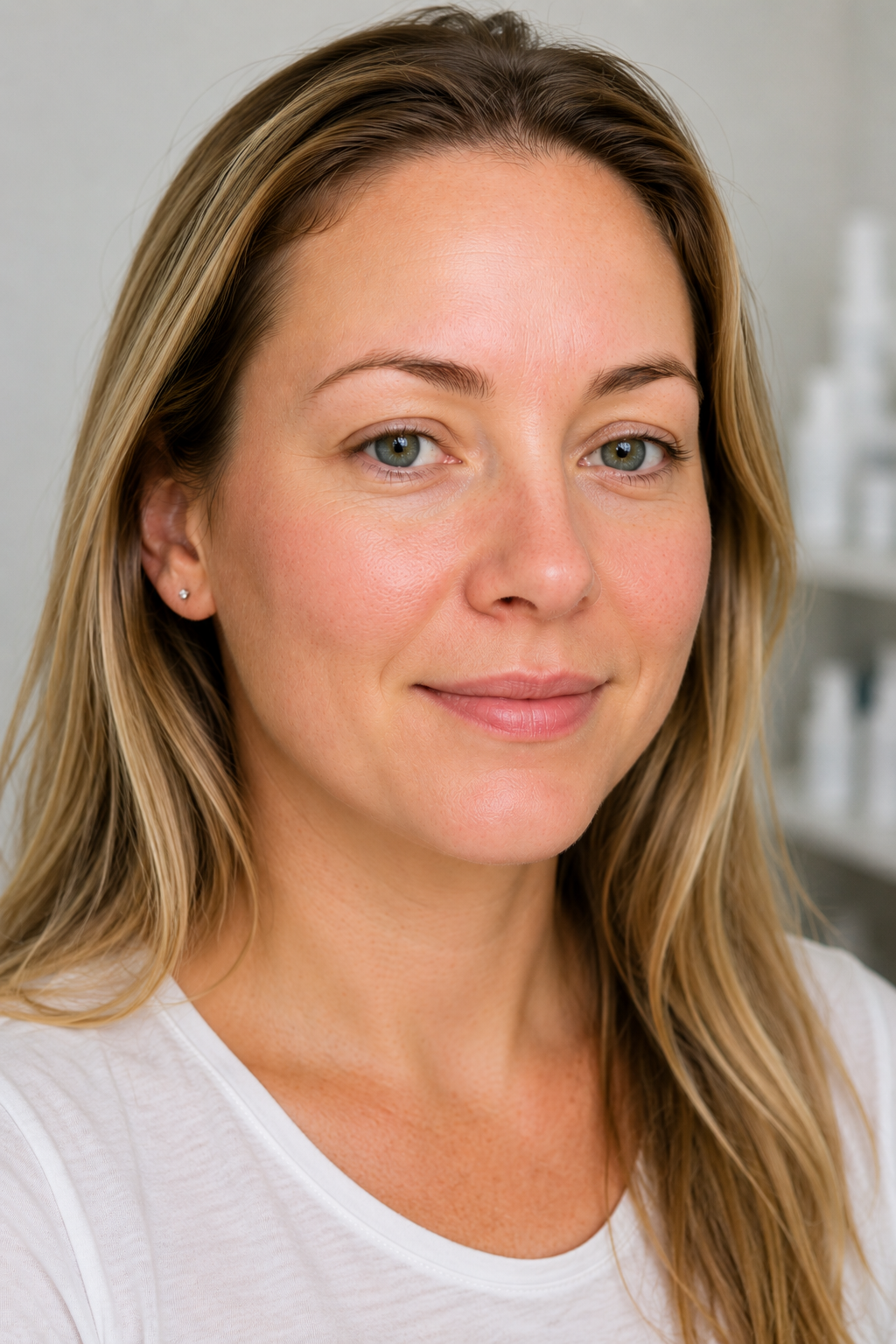 Client with calmer-looking skin following personalised skin support